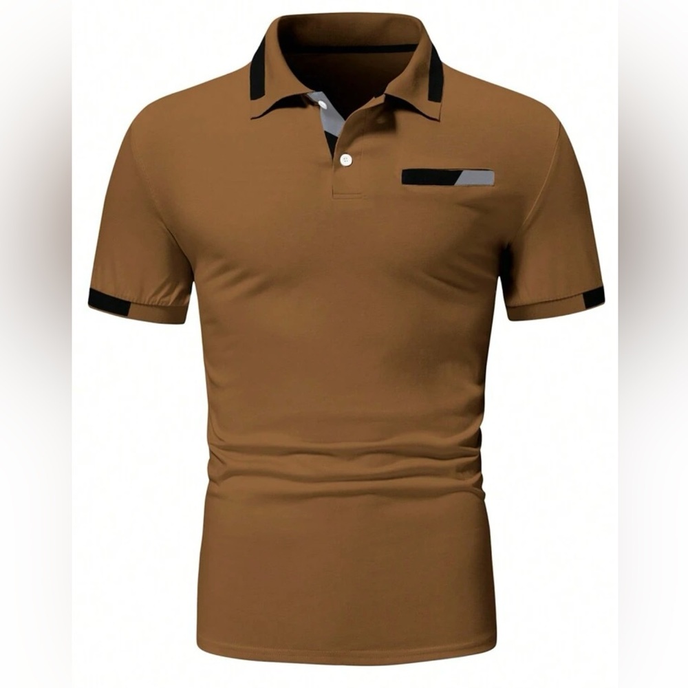 Shein Manfinity Men Contrast Trim Polo Shirt, size L - Picture 7 of 7